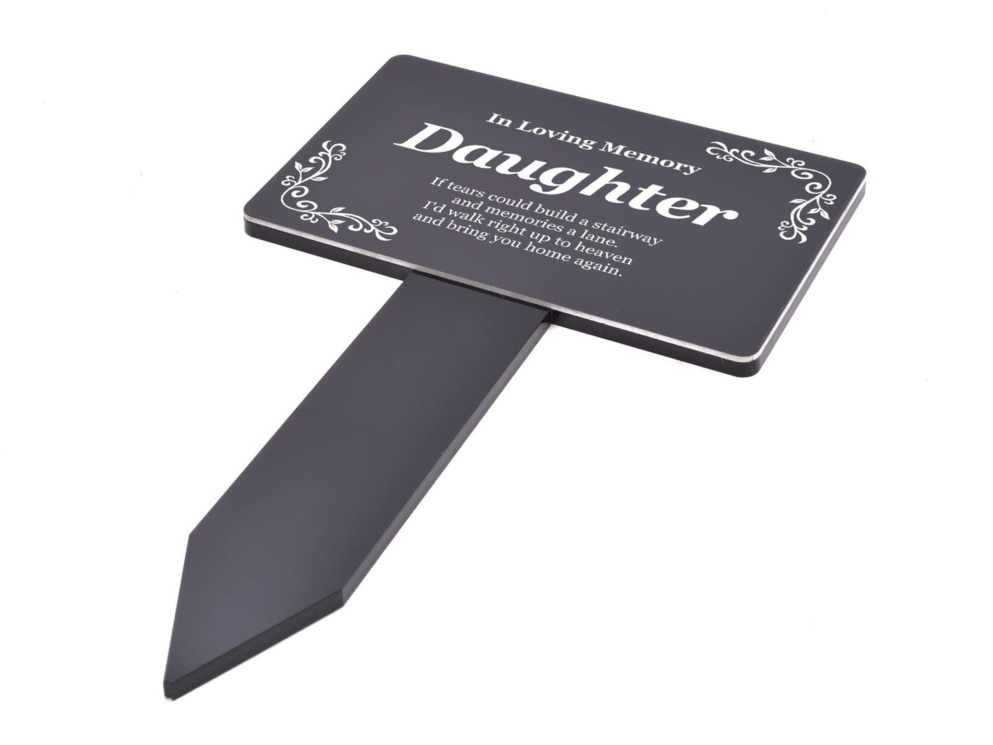 Black and White Daughter Memorial Stake, UK Made – by North By North East – Plaques & Nameplates