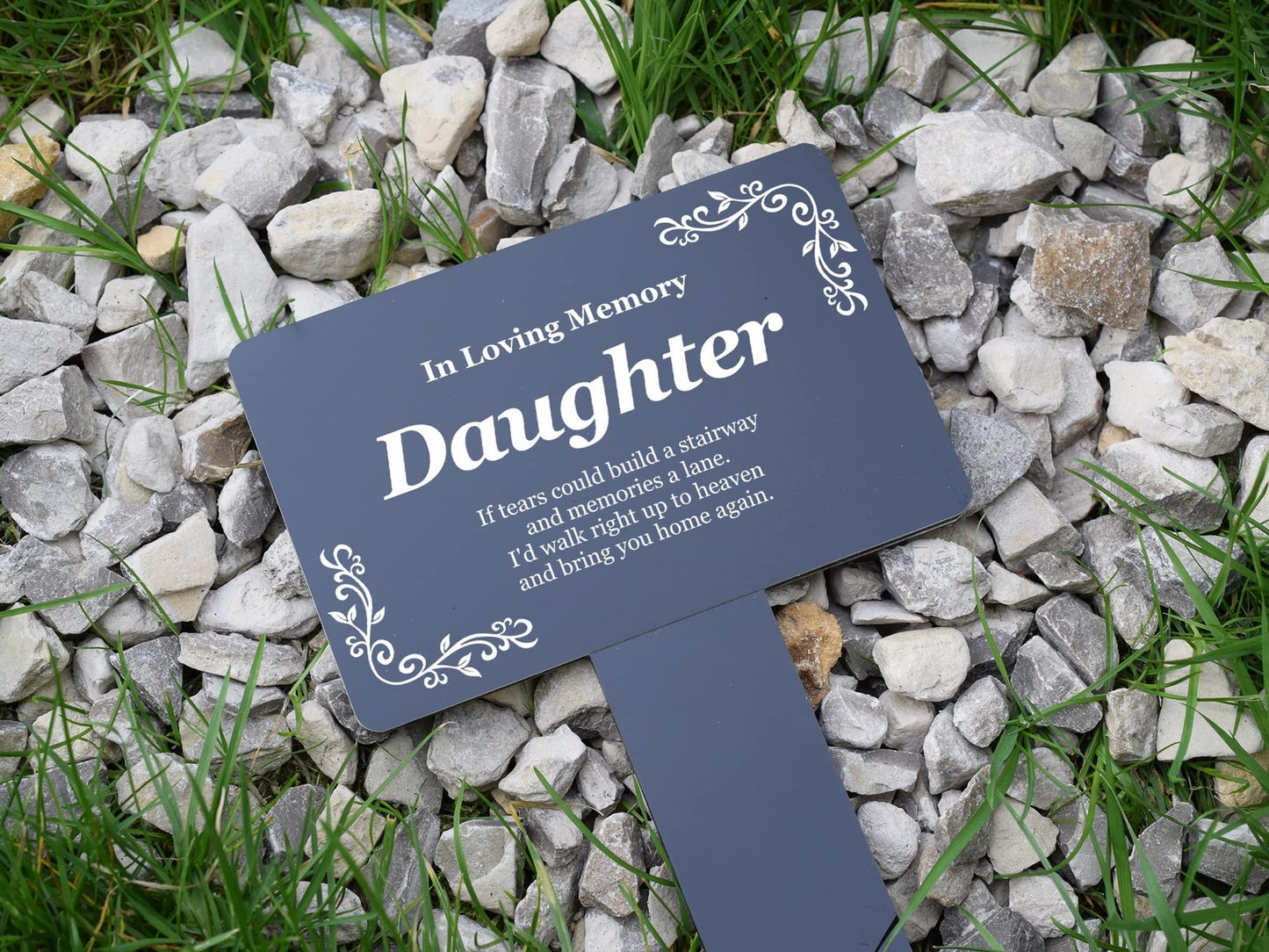 Black and White Daughter Memorial Stake, UK Made – by North By North East – Plaques & Nameplates