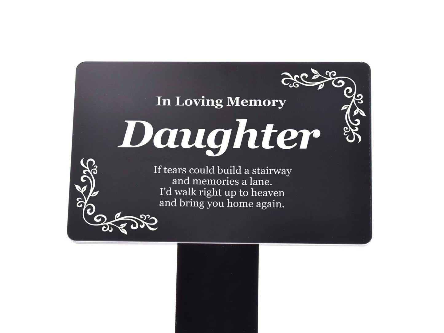 Black and White Daughter Memorial Stake, UK Made – by North By North East – Plaques & Nameplates