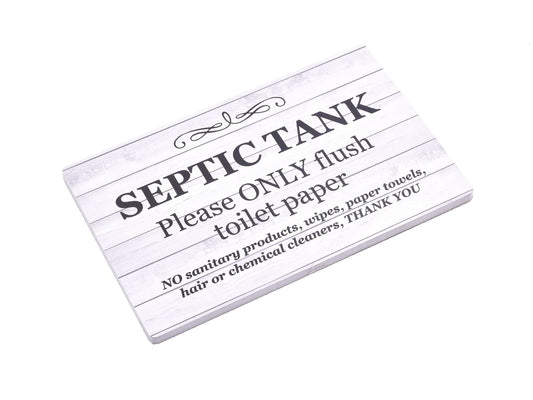 Self-Adhesive Septic Tank Toilet Sign – Plaque for Bathroom & WC – by North By North East – Toilet & Bathroom Signs