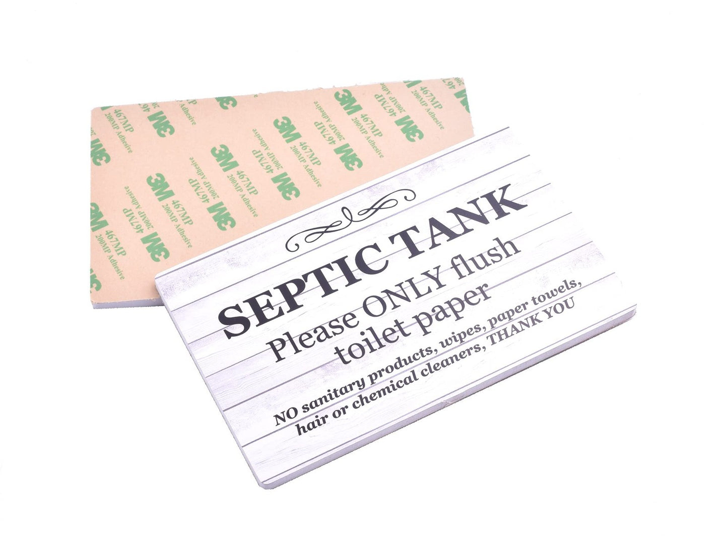 Self-Adhesive Septic Tank Toilet Sign – Plaque for Bathroom & WC – by North By North East – Toilet & Bathroom Signs