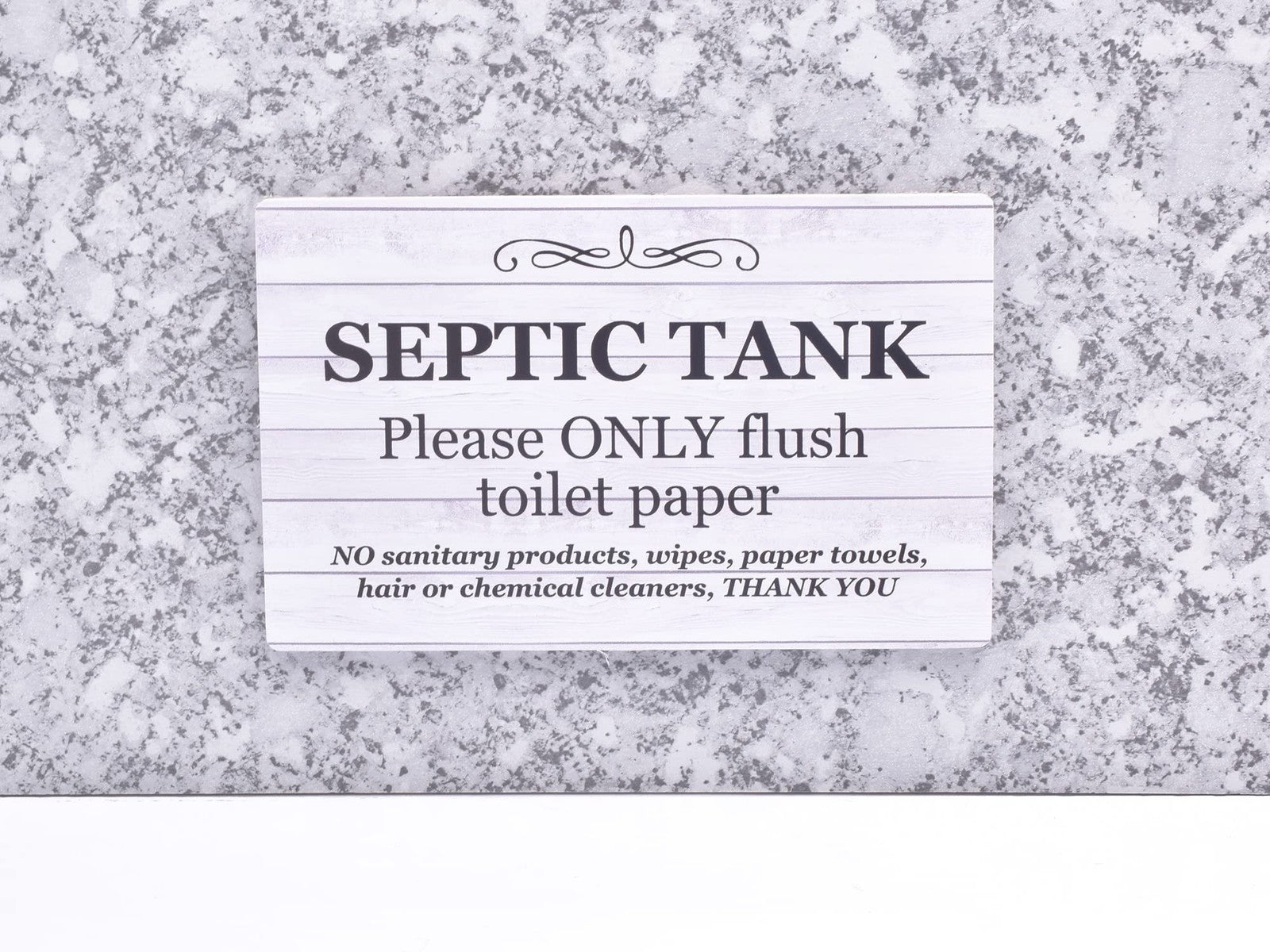 Self-Adhesive Septic Tank Toilet Sign – Plaque for Bathroom & WC – by North By North East – Toilet & Bathroom Signs