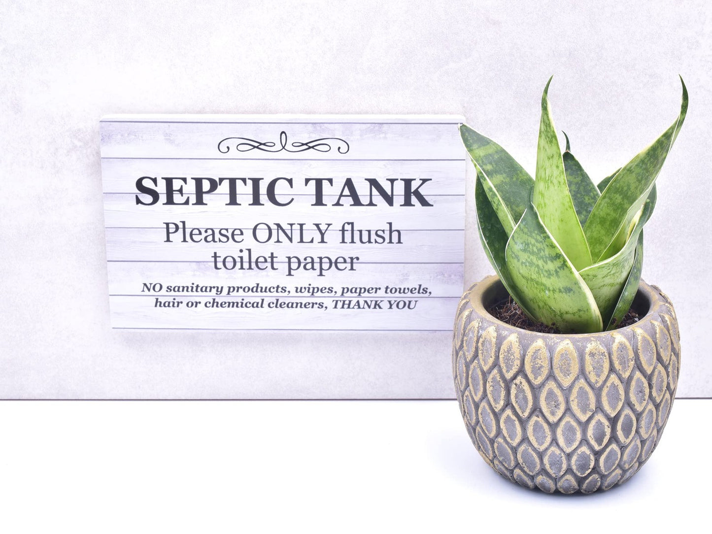 Self-Adhesive Septic Tank Toilet Sign – Plaque for Bathroom & WC – by North By North East – Toilet & Bathroom Signs
