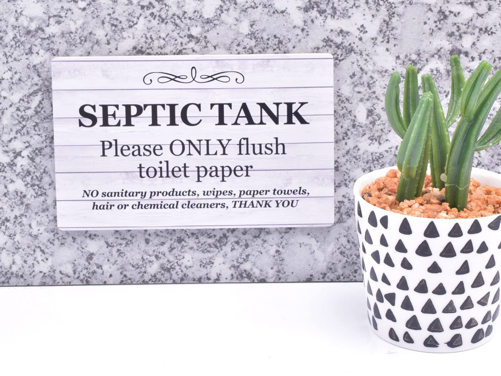 Self-Adhesive Septic Tank Toilet Sign – Plaque for Bathroom & WC – by North By North East – Toilet & Bathroom Signs