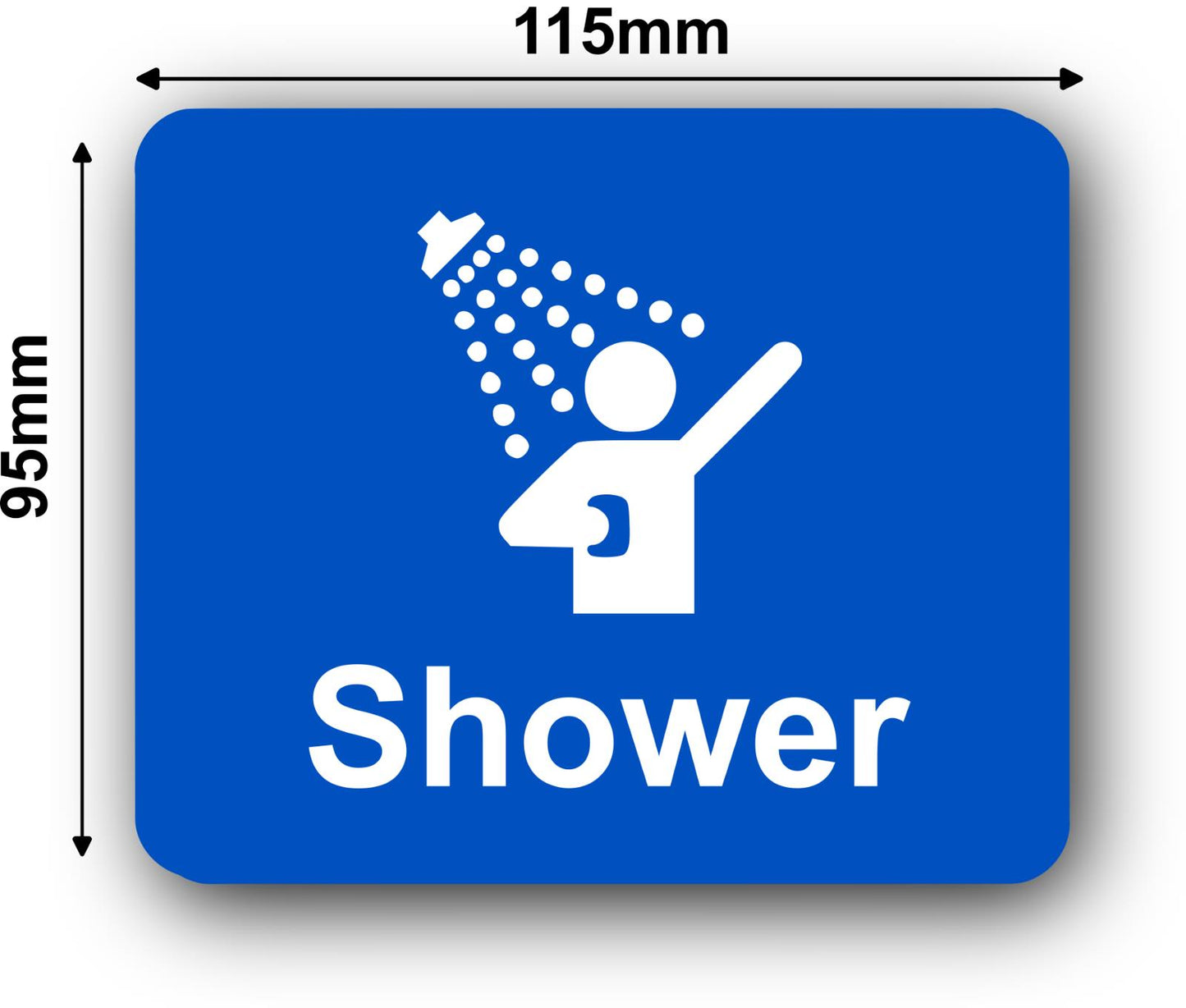 Waterproof Self-Adhesive Aluminium Shower Sign (111 × 95 mm) – Bathroom Door – by North By North East – Toilet & Bathroom Signs