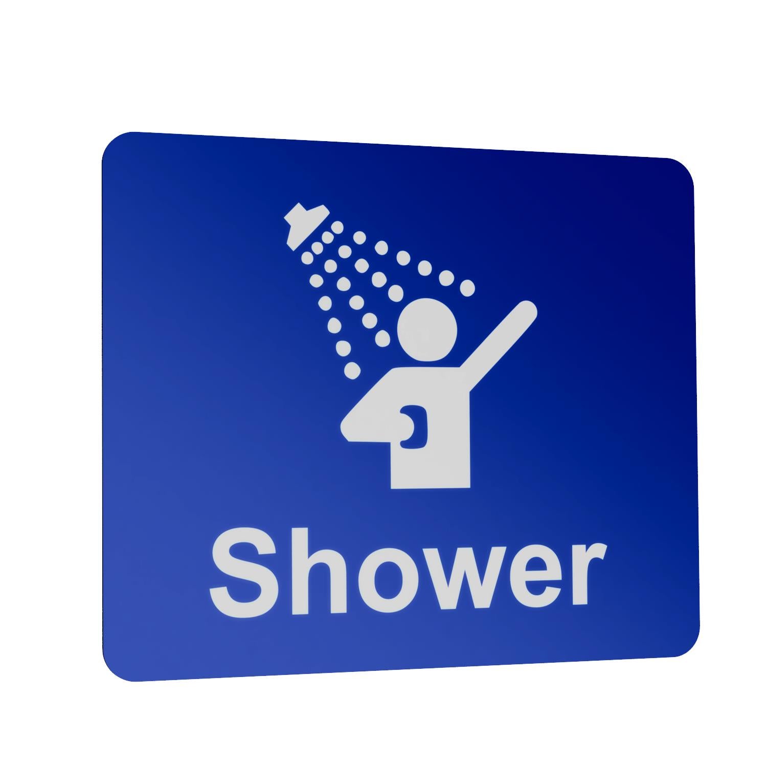 Waterproof Self-Adhesive Aluminium Shower Sign (111 × 95 mm) – Bathroom Door – by North By North East – Toilet & Bathroom Signs