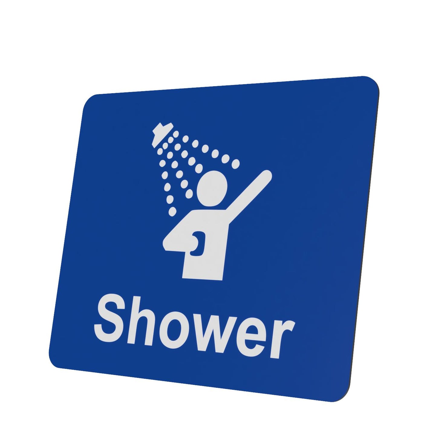 Waterproof Self-Adhesive Aluminium Shower Sign (111 × 95 mm) – Bathroom Door – by North By North East – Toilet & Bathroom Signs