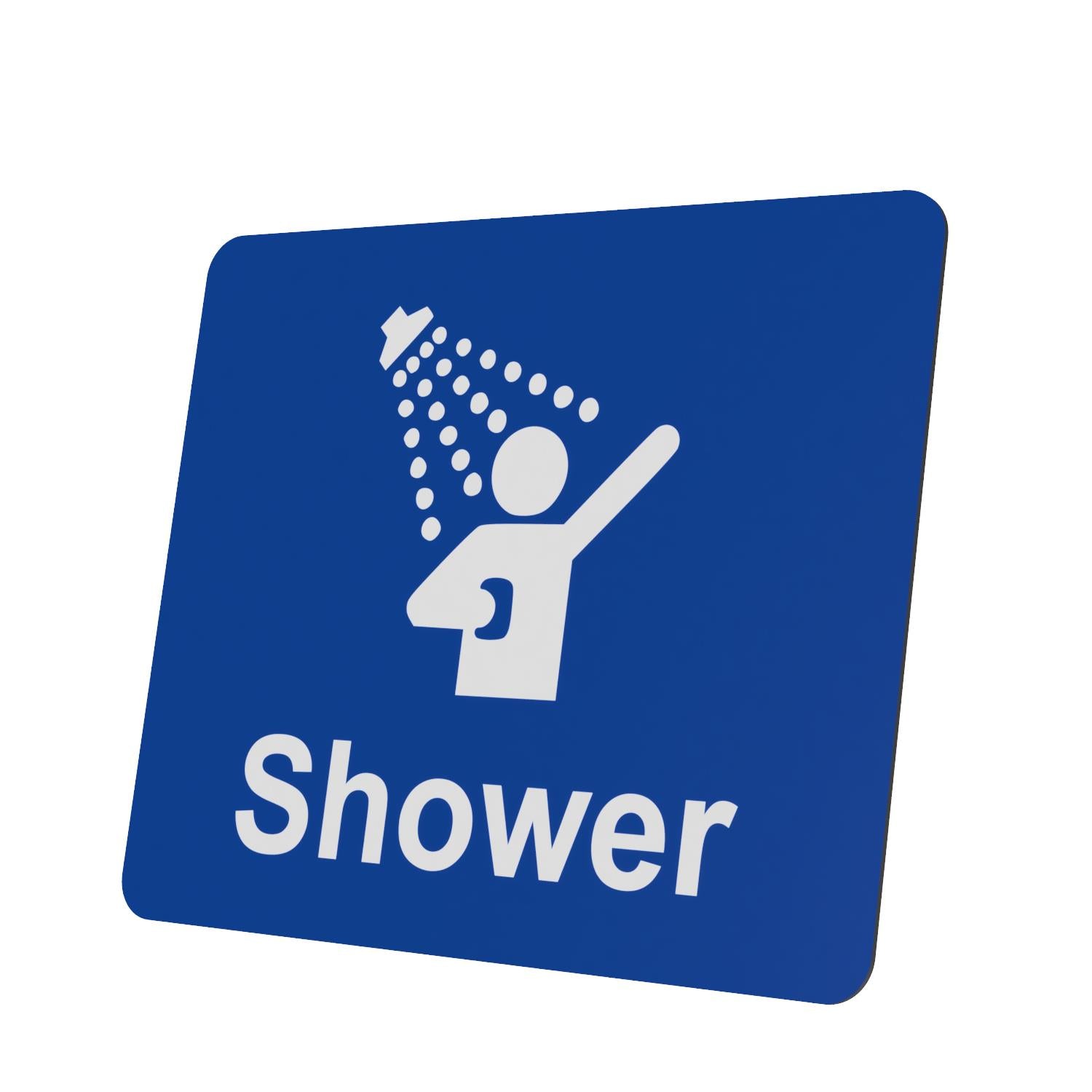 Waterproof Self-Adhesive Aluminium Shower Sign (111 × 95 mm) – Bathroom Door – by North By North East – Toilet & Bathroom Signs