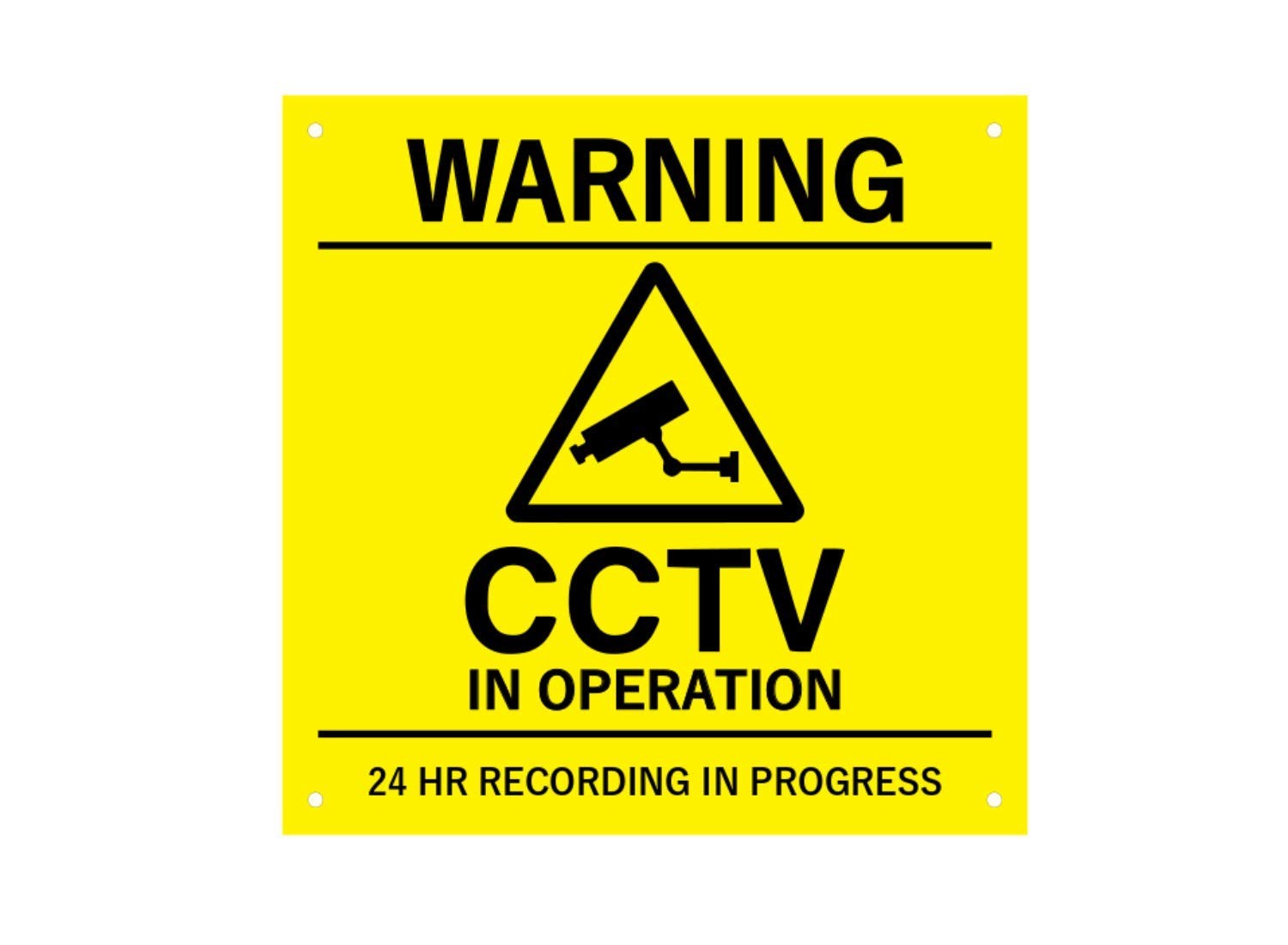 CCTV In Operation Sign – 14.5 × 14.5 cm Yellow & Black Acrylic, Wall Sign – by North By North East – Security & CCTV Signs