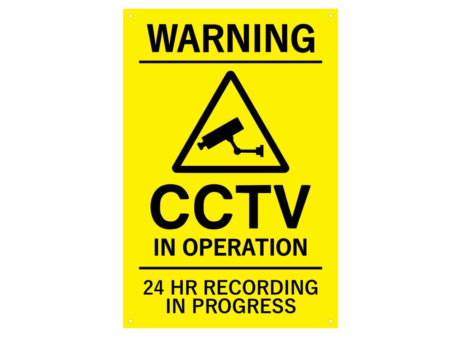 CCTV in Operation Warning Sign – Yellow/Black ACM, Drill Holes (Large/Medium) – by North By North East – Security & CCTV Signs
