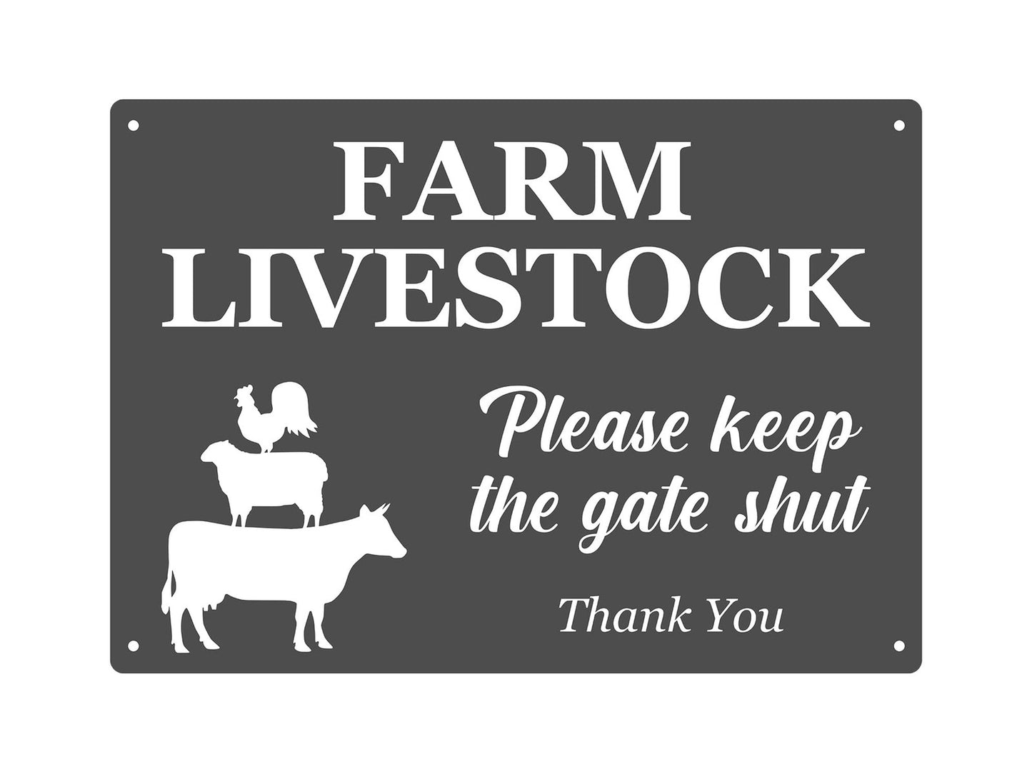 Farm Livestock – Please Keep The Gate Shut (Grey, A4) – by North By North East – Signs