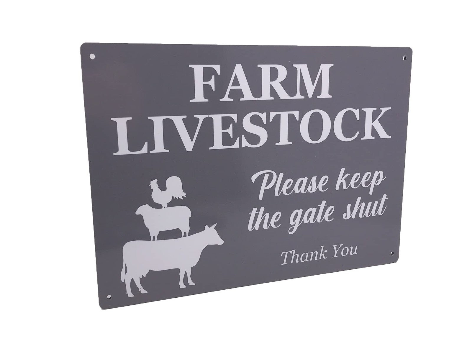 Farm Livestock – Please Keep The Gate Shut (Grey, A4) – by North By North East – Signs