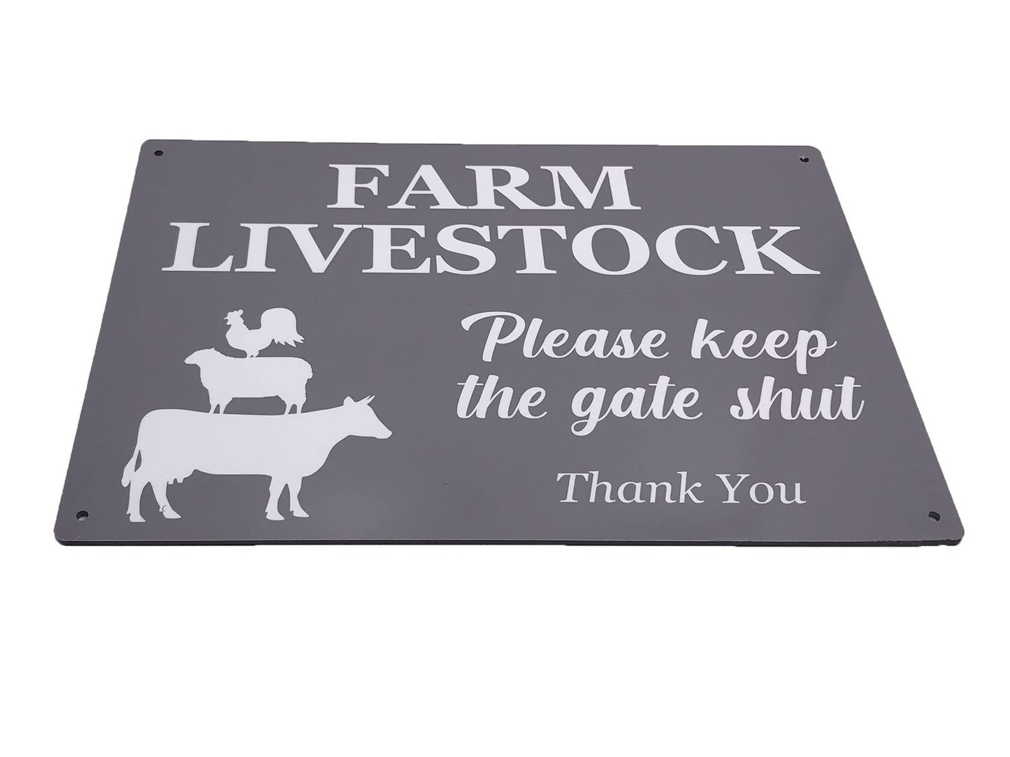 Farm Livestock – Please Keep The Gate Shut (Grey, A4) – by North By North East – Signs