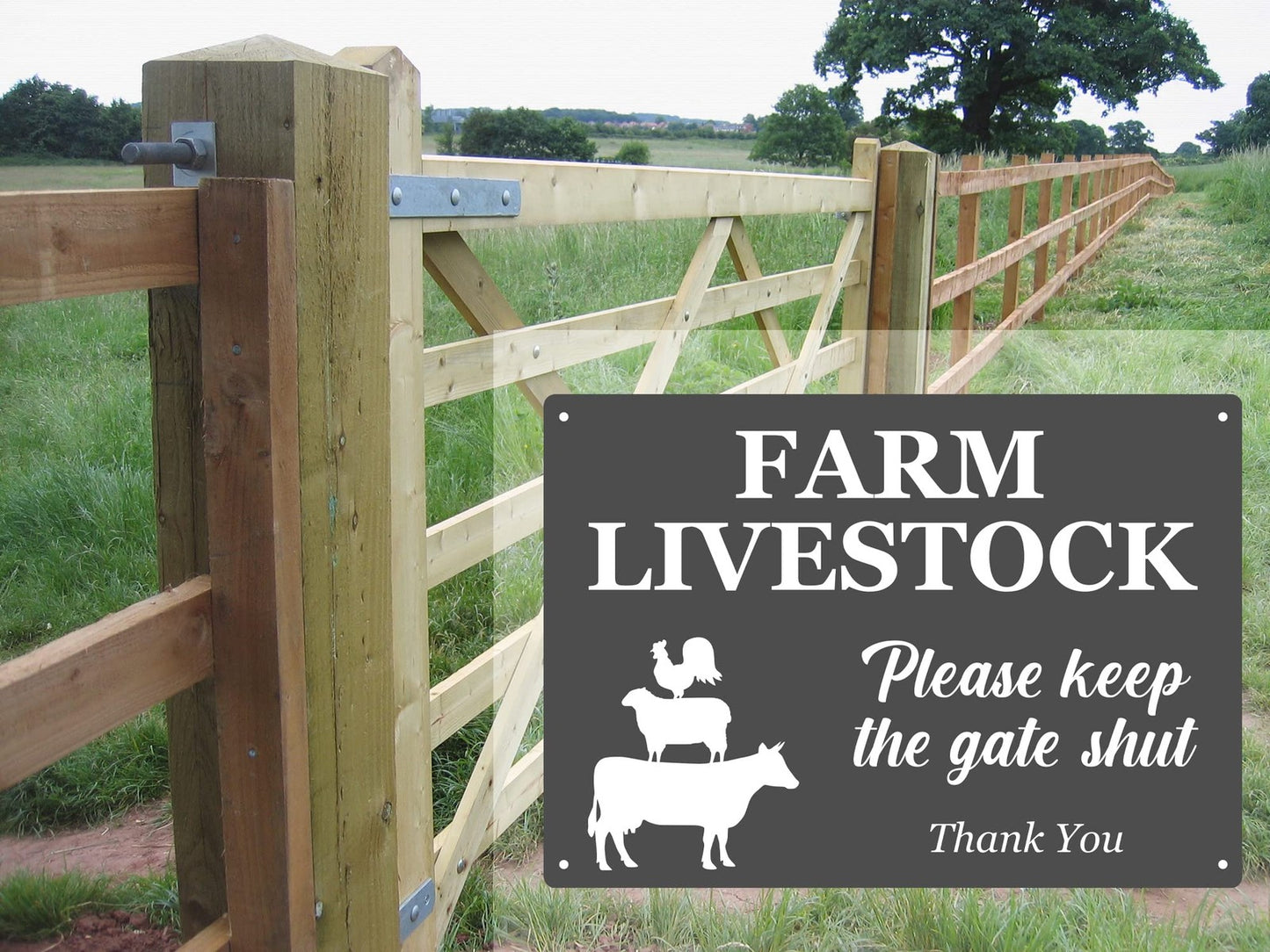 Farm Livestock – Please Keep The Gate Shut (Grey, A4) – by North By North East – Signs