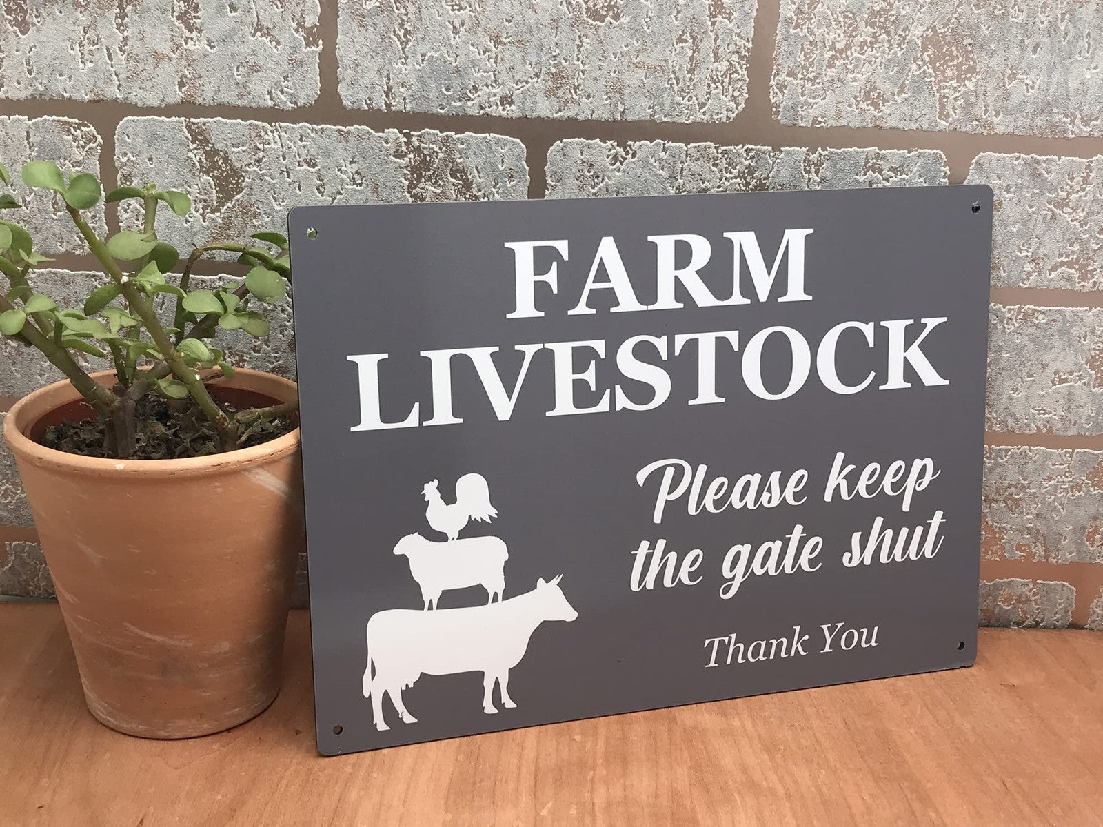 Farm Livestock – Please Keep The Gate Shut (Grey, A4) – by North By North East – Signs