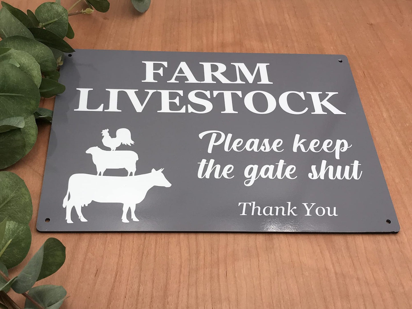 Farm Livestock – Please Keep The Gate Shut (Grey, A4) – by North By North East – Signs