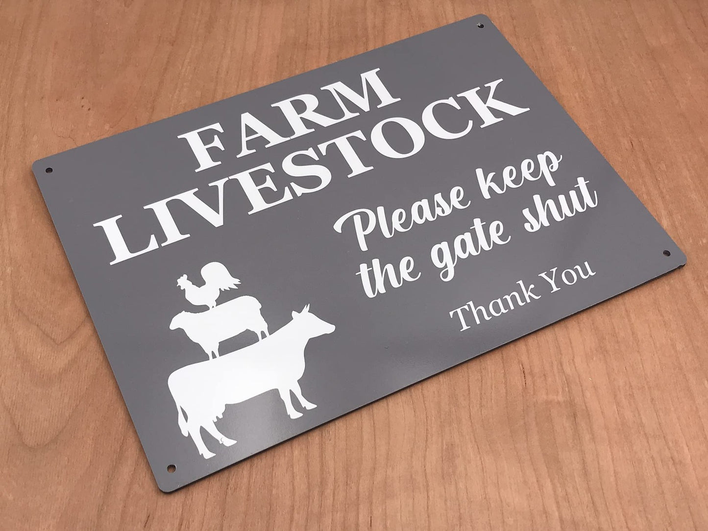 Farm Livestock – Please Keep The Gate Shut (Grey, A4) – by North By North East – Signs