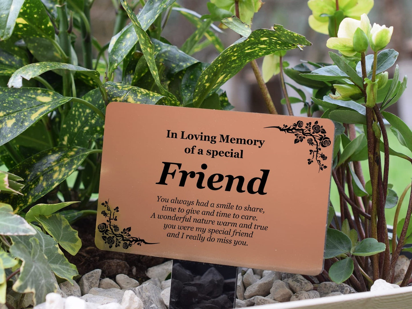 Special Friend Copper Memorial Plaque with Poem – Grave, Garden or Plant Marker – by North By North East – Safety & Warning Signs