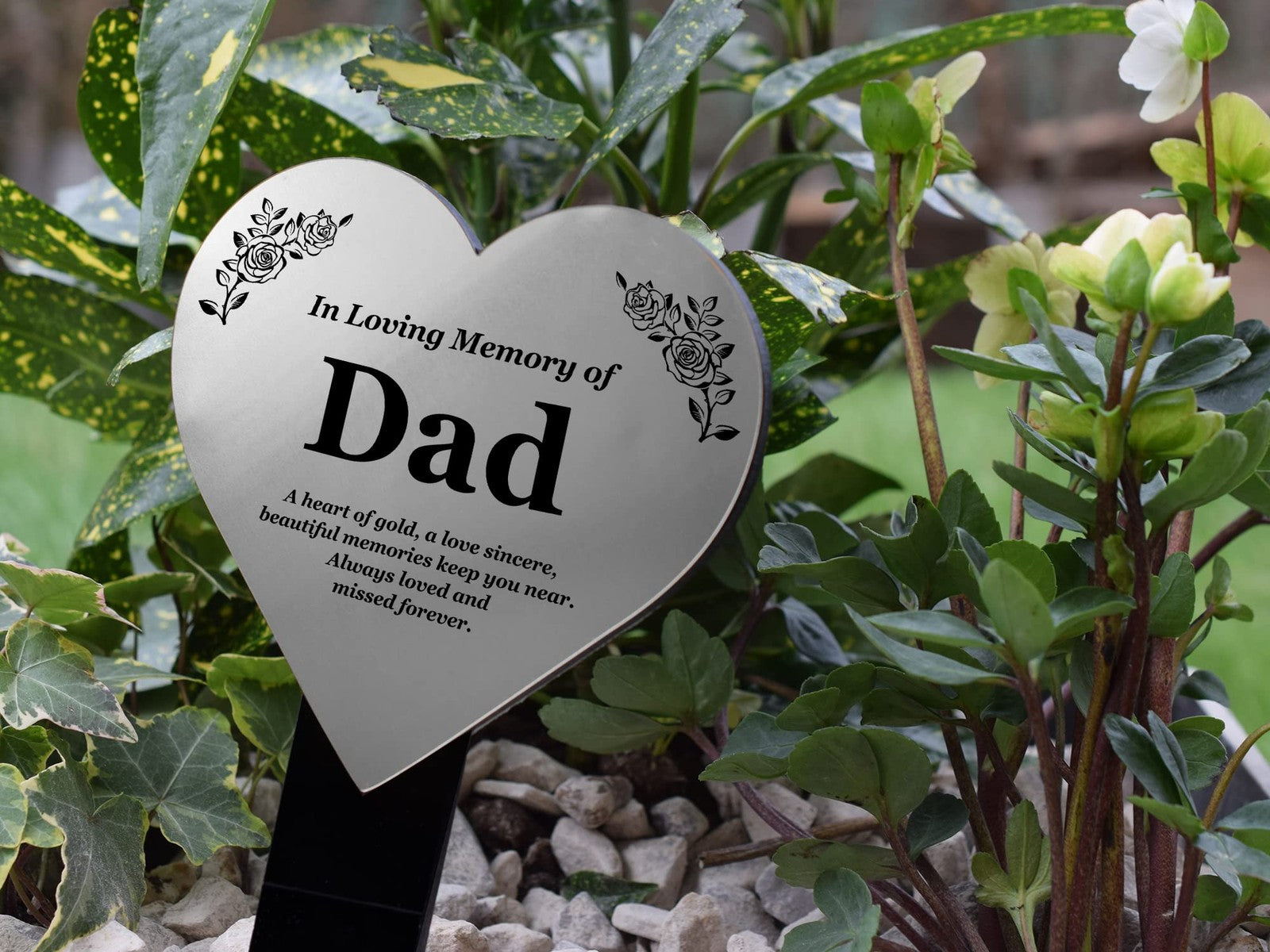 OriginDesigned Gedenktafel mit Herzmotiv, Metallic-Silber/Gold/Kupfer, Acryl, wa – by North By North East – Signs