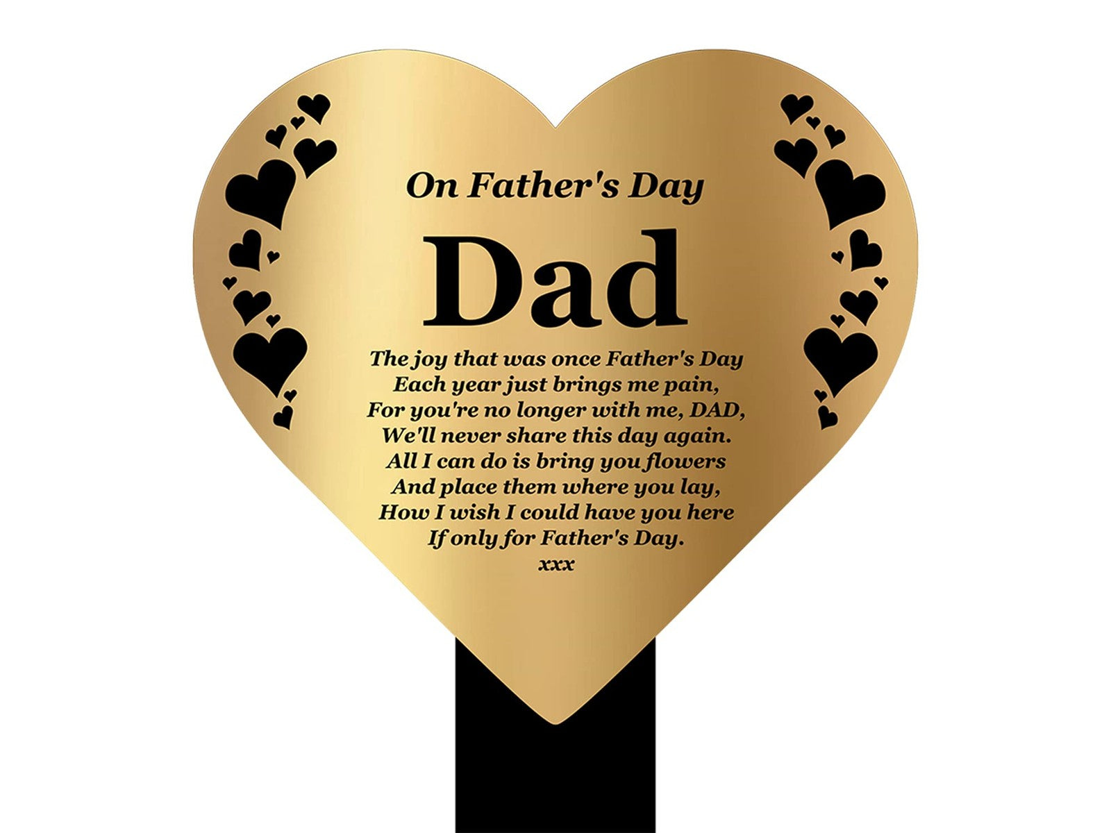 Dad Heart Memorial Stake – Gold Acrylic Plaque with Ground Stake, UK Dispatch – by North By North East – Plaques & Nameplates