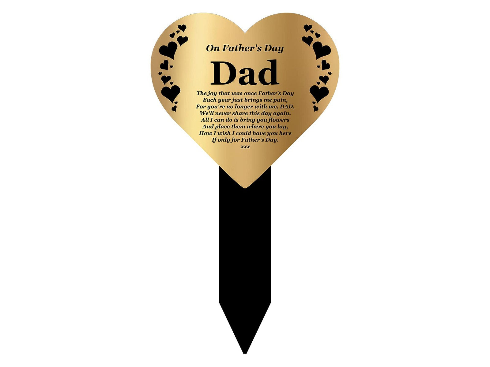 Dad Heart Memorial Stake – Gold Acrylic Plaque with Ground Stake, UK Dispatch – by North By North East – Plaques & Nameplates