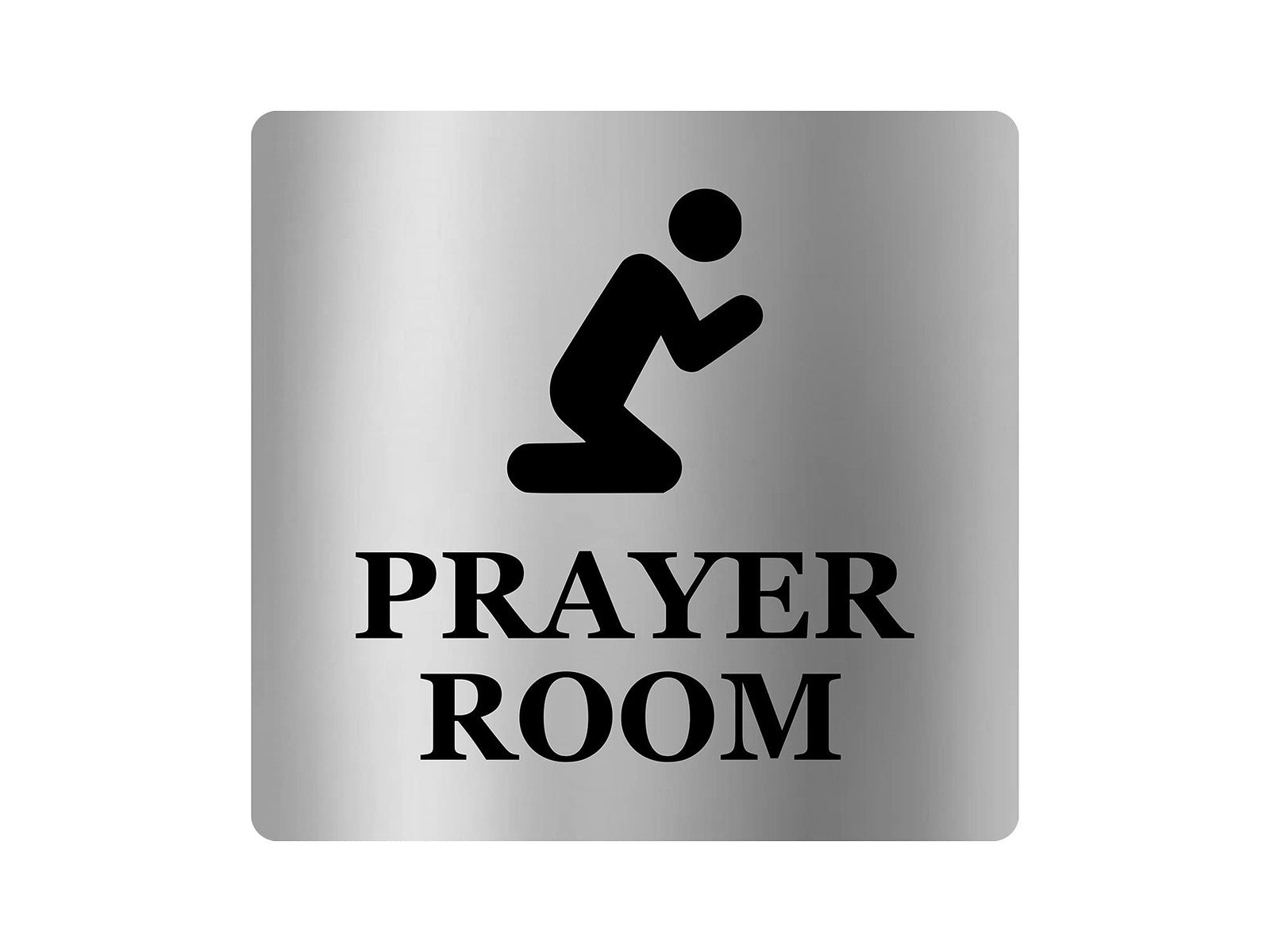 Prayer Room Door Sign – Silver Acrylic Adhesive Plaque 140x147mm – by North By North East – Business Hours & Policy Signs