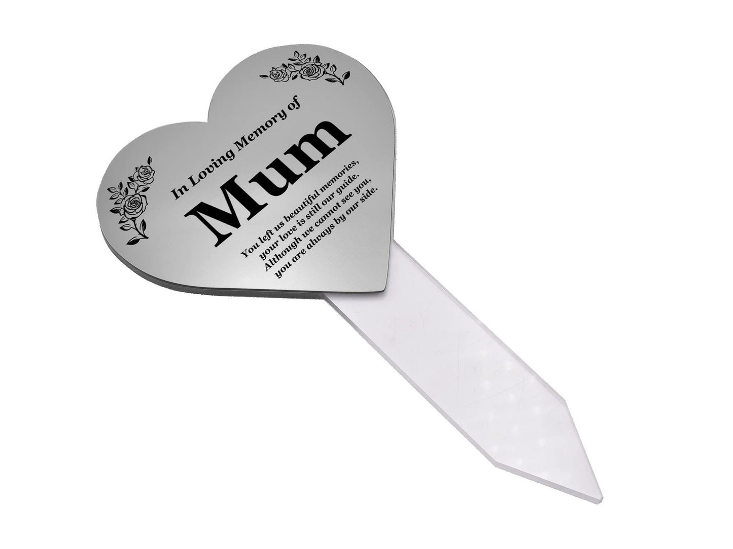 OriginDesigned Mum Gedenktafel mit schwebendem Herz – metallisches Silber/Gold/K – by North By North East – Signs