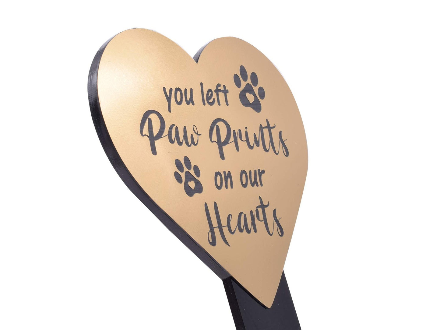 You Left Paw Prints On Our Hearts Gedenkspieß, Herzform, Schwarz – by North By North East – Signs