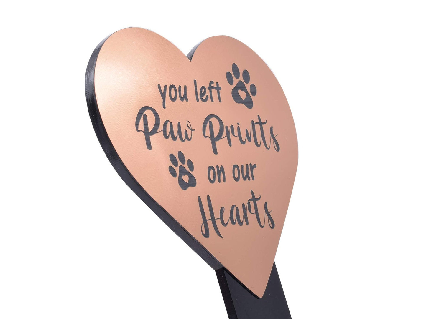 You Left Paw Prints On Our Hearts Gedenkspieß, Herzform, Schwarz – by North By North East – Signs