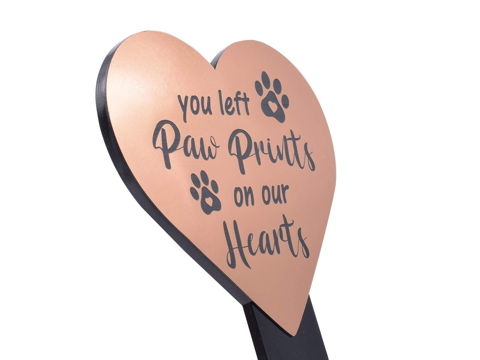 You Left Paw Prints On Our Hearts Gedenkspieß, Herzform, Schwarz – by North By North East – Signs