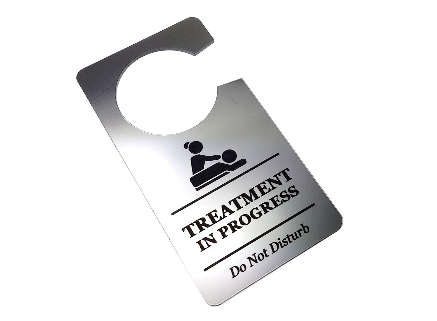 🥈 Silver “Treatment in Progress – Do Not Disturb” Door Hanger Sign – by North By North East – Signs