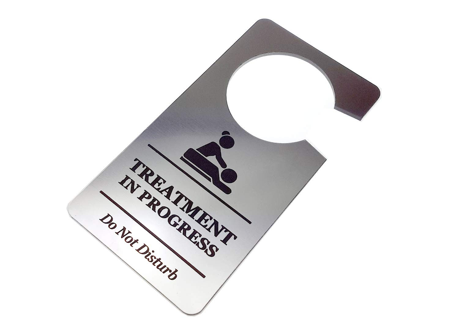 🥈 Silver “Treatment in Progress – Do Not Disturb” Door Hanger Sign – by North By North East – Signs