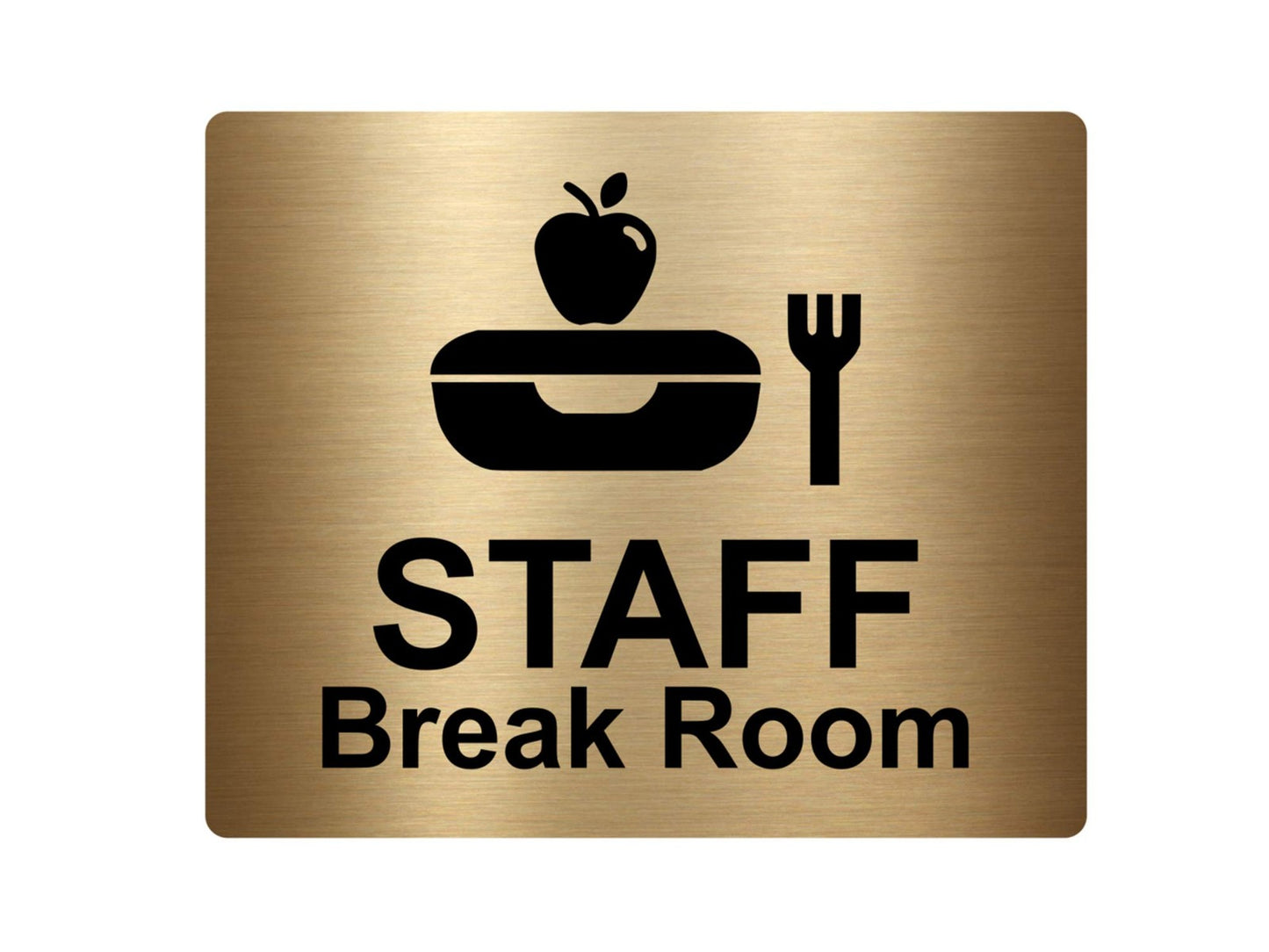 Staff Break Room Door Sign – Gold Acrylic, Engraves Black, Adhesive 120×100mm – by North By North East – Business Hours & Policy Signs