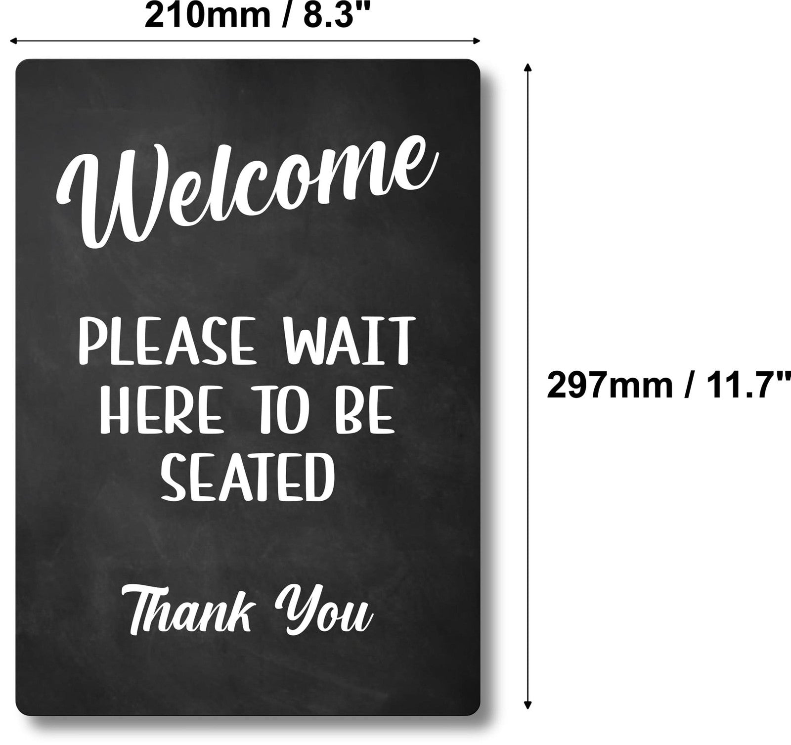 Welcome Please Wait to Be Seated Sign – A4 Adhesive ACM Plaque, UK Dispatch – by North By North East – Business Hours & Policy Signs