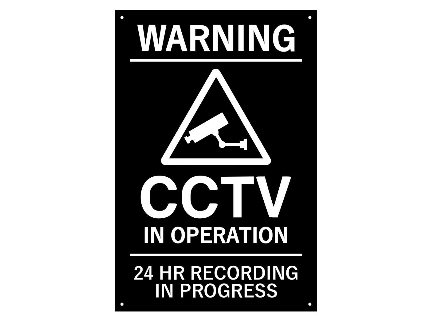 Warning CCTV In Operation Sign – A4 Black Acrylic Safety Sign – by North By North East – Security & CCTV Signs