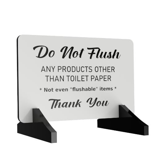 Do Not Flush Sign – Freestanding Aluminium 140×90mm Bathroom Notice with Feet – by North By North East – Toilet & Bathroom Signs