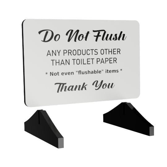 Do Not Flush Sign – Freestanding Aluminium 140×90mm Bathroom Notice with Feet – by North By North East – Toilet & Bathroom Signs