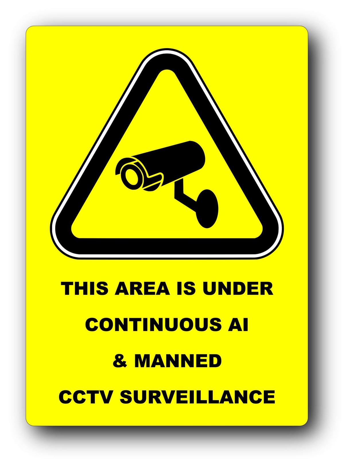 A4 Yellow CCTV Warning Sign – AI & Manned Surveillance – Aluminium Composite – by North By North East – Security & CCTV Signs