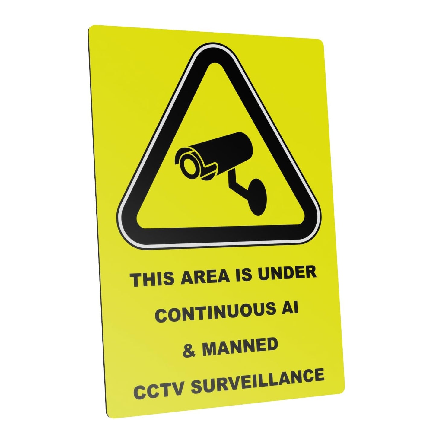 A4 Yellow CCTV Warning Sign – AI & Manned Surveillance – Aluminium Composite – by North By North East – Security & CCTV Signs