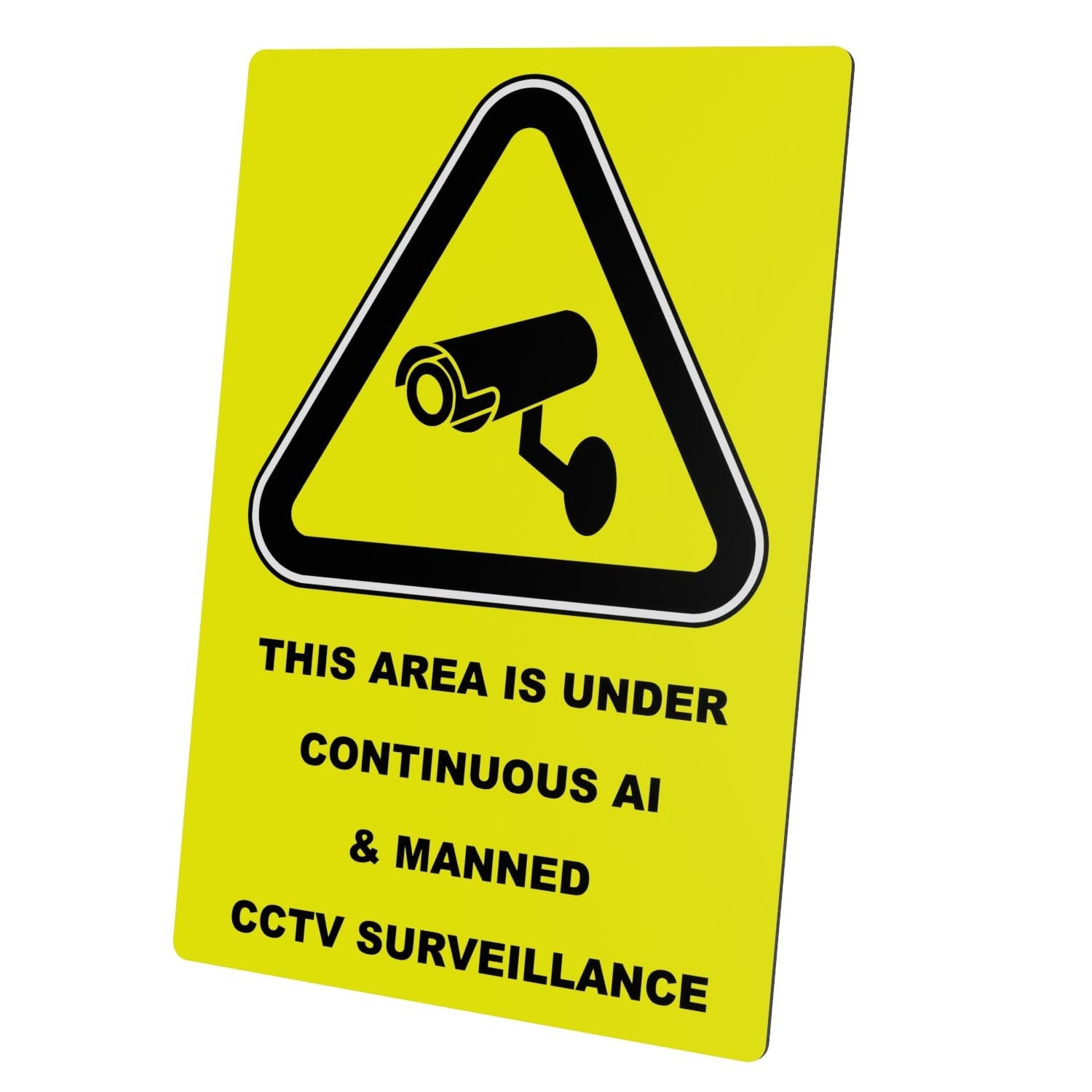A4 Yellow CCTV Warning Sign – AI & Manned Surveillance – Aluminium Composite – by North By North East – Security & CCTV Signs