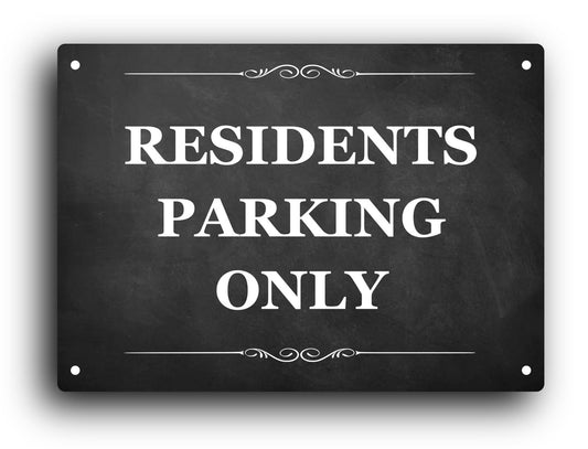 🅿 Black A4 “Residents Parking Only” Sign – Aluminium Composite Outdoor Notice – by North By North East – Parking Signs