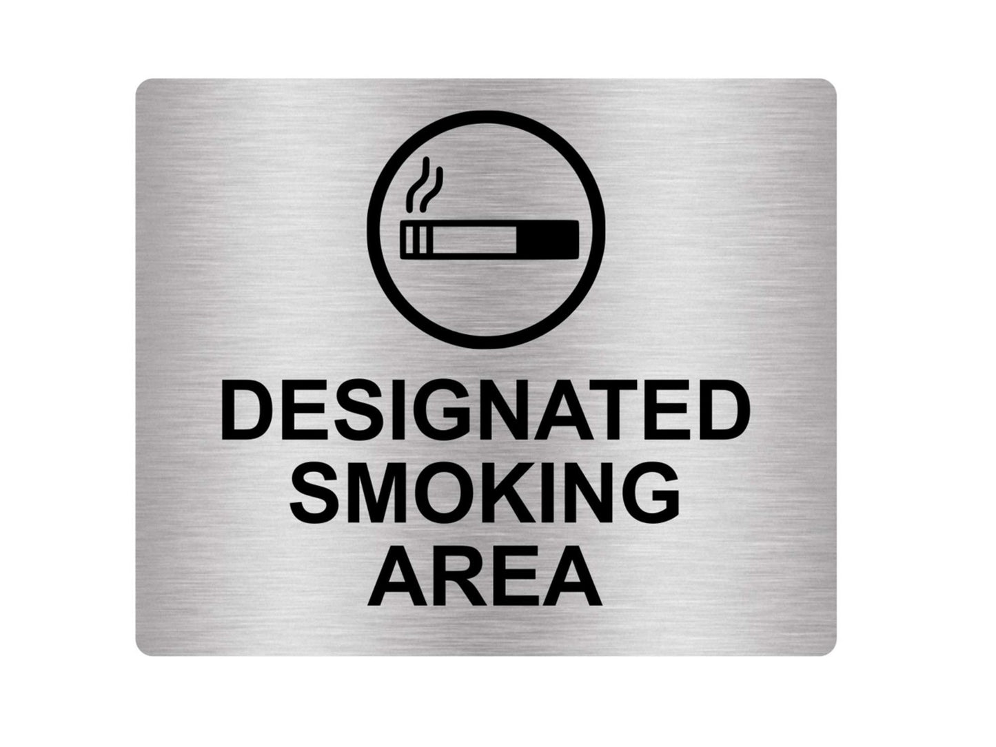 Designated Smoking Area Sign – Silver Aluminium – Self-Adhesive 115×95mm Plaque – by North By North East – Business Hours & Policy Signs