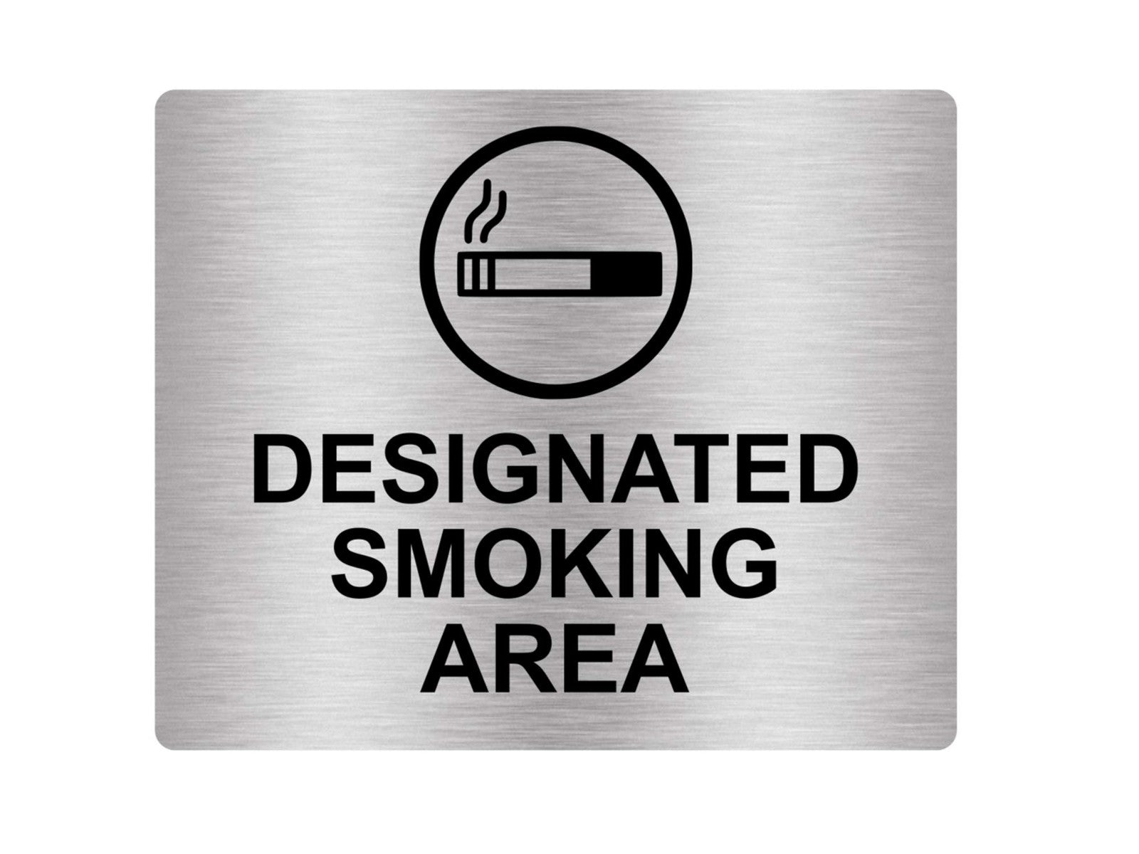 Designated Smoking Area Sign – Silver Aluminium – Self-Adhesive 115×95mm Plaque – by North By North East – Business Hours & Policy Signs
