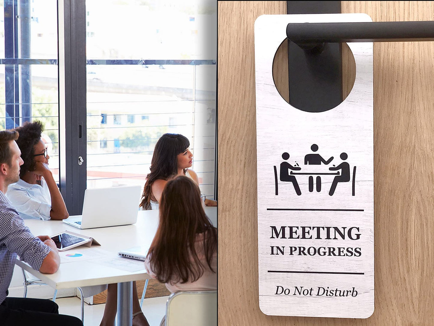 Do Not Disturb Meeting In Progress Door Hanger – 3mm ACM UV Print 230x90mm – by North By North East – Signs
