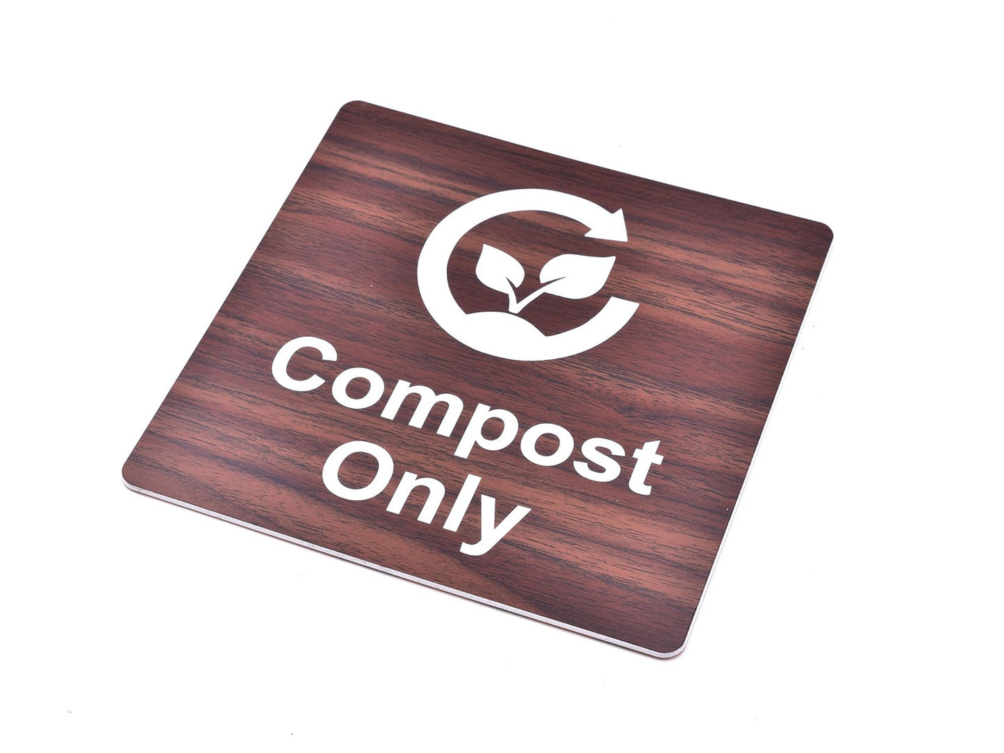 Compost Only Bin Sticker - Walnut Effect Aluminium Self Adhesive 120x90mm – by North By North East – Stickers & Window Graphics