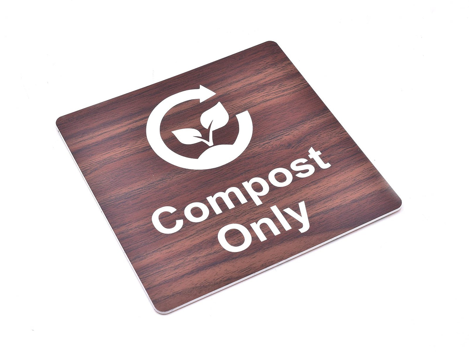 Compost Only Bin Sticker - Walnut Effect Aluminium Self Adhesive 120x90mm – by North By North East – Stickers & Window Graphics