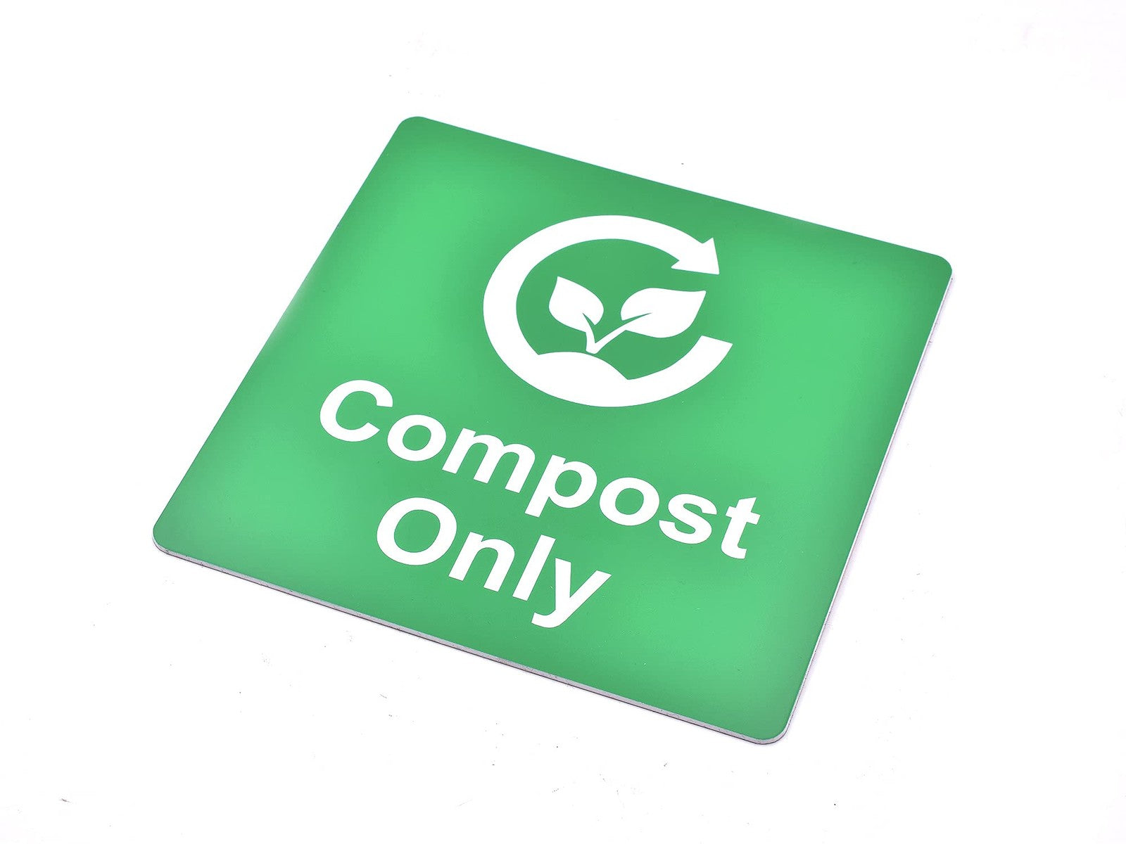 Compost Only Bin Sticker – Green Adhesive Rigid Plastic 120x90mm 3M – by North By North East – Stickers & Window Graphics