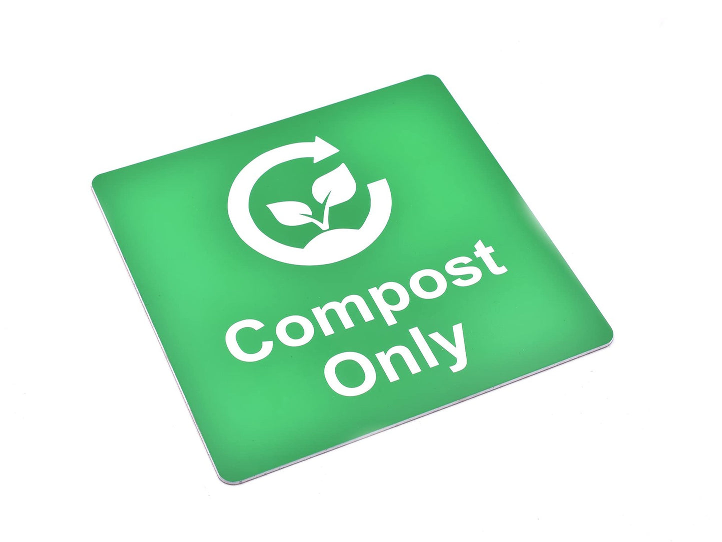 Compost Only Bin Sticker – Green Adhesive Rigid Plastic 120x90mm 3M – by North By North East – Stickers & Window Graphics