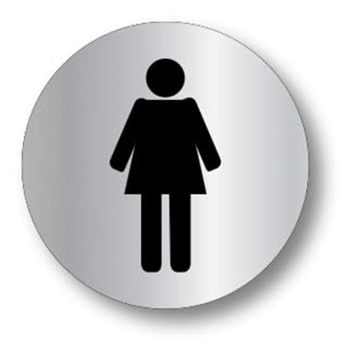 70mm Self-Adhesive Aluminium Ladies Toilet Door Sign – Metallic Steel Finish – by North By North East – Toilet & Bathroom Signs