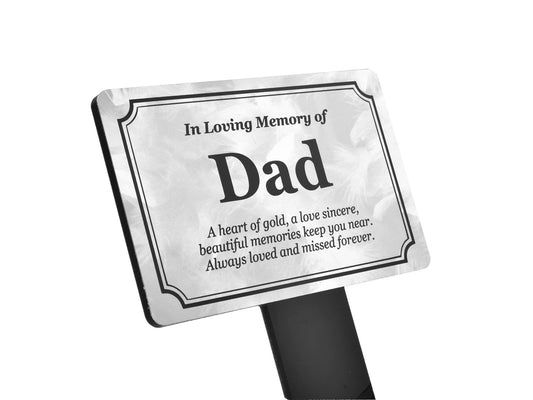 Personalised Dad Memorial Grave Marker Aluminium Plaque with Acrylic Stake – by North By North East – Plaques & Nameplates